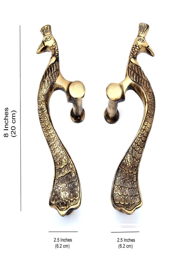 Two Moustaches Peacock Design 8 inches Brass Door Handle, Brass Door Handle for Main Door, Handles for Home & Office, Door pulls, Pack of 2 - Image 2